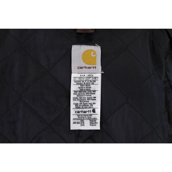 Carhartt Mens J280 DK8 Brown Washed Duck Active Quilt Lined Hooded Jacket 2XL - Picture 9 of 9